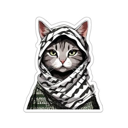 Cat with Palestinian Keffiyeh Sticker | Palestine