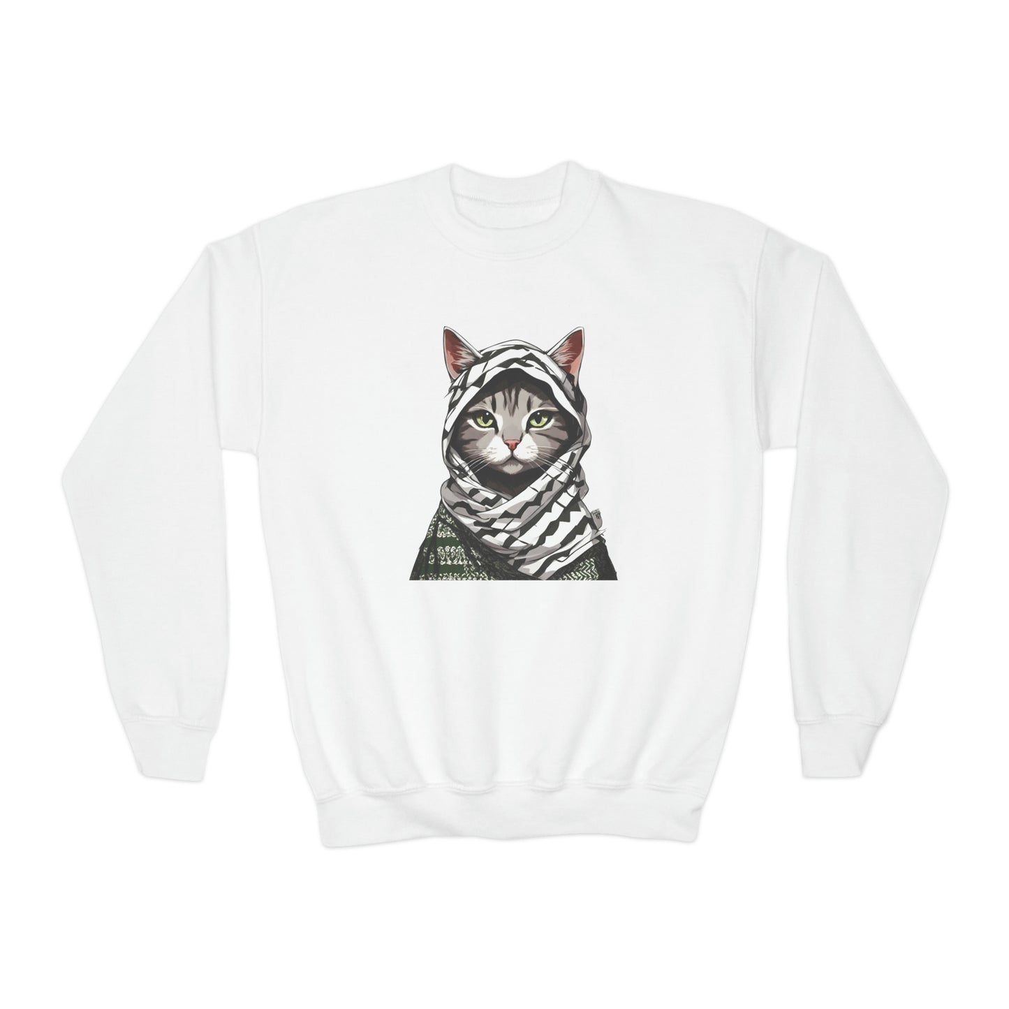 Keffiyeh Cat - Youth Crewneck Sweatshirt
